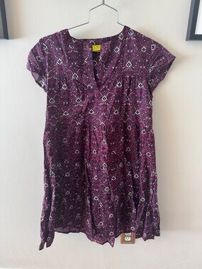 Roller Rabbit Plum Patterned Cap-Sleeve Tunic